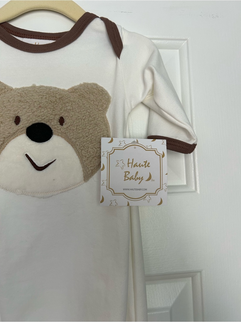 Haute Baby Cream & Brown Bear Baby Nightgown